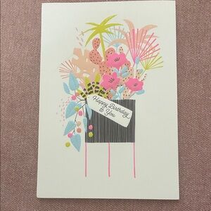 Floral Birthday Card with Pink and Pastel Accents